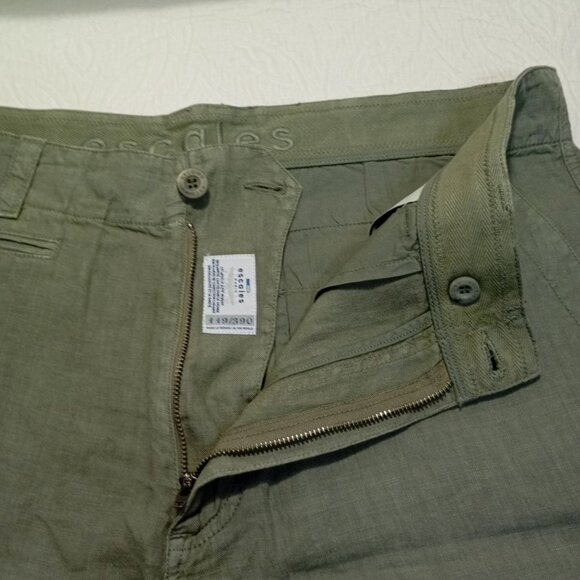 Escales Paris Casual Shorts Mens Olive Green 100% Linen Size 40 EU - Picture 8 of 13